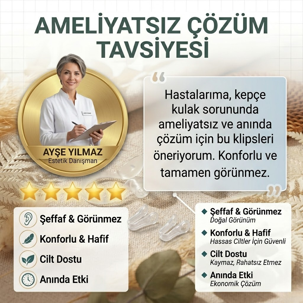 Earleps Kepçe Kulak Klipsi ( Doğal Kulak Şekillendirme ) 20 Adet