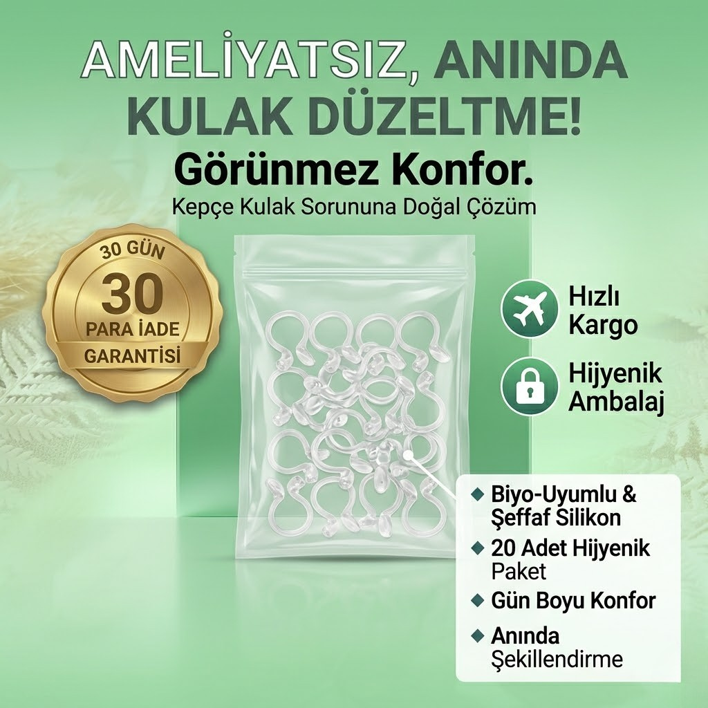 Earleps Kepçe Kulak Klipsi ( Doğal Kulak Şekillendirme ) 20 Adet